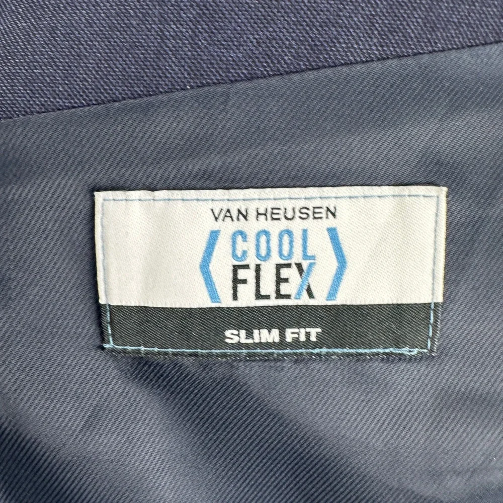 Van Heusen Blazer Mens 46L Blue Cool Flex Slim Fit Thermal Comfort Lining Jacket